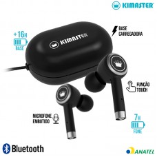Fone Bluetooth TWS100 Kimaster - Preto Prata
